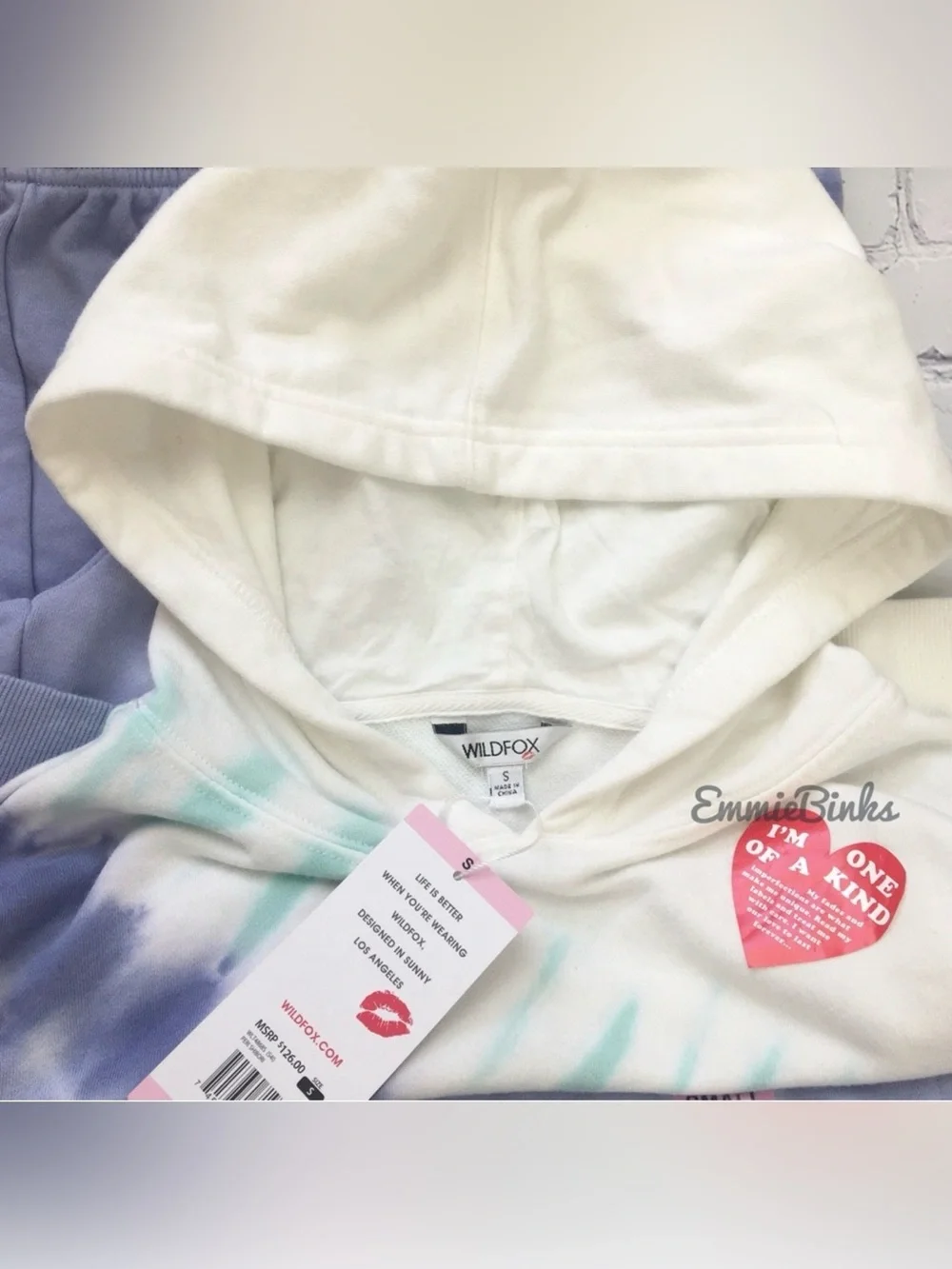 NWT Wildfox Shibori Sweatshirt Hoodie & Coordinating Sweatpants Set
